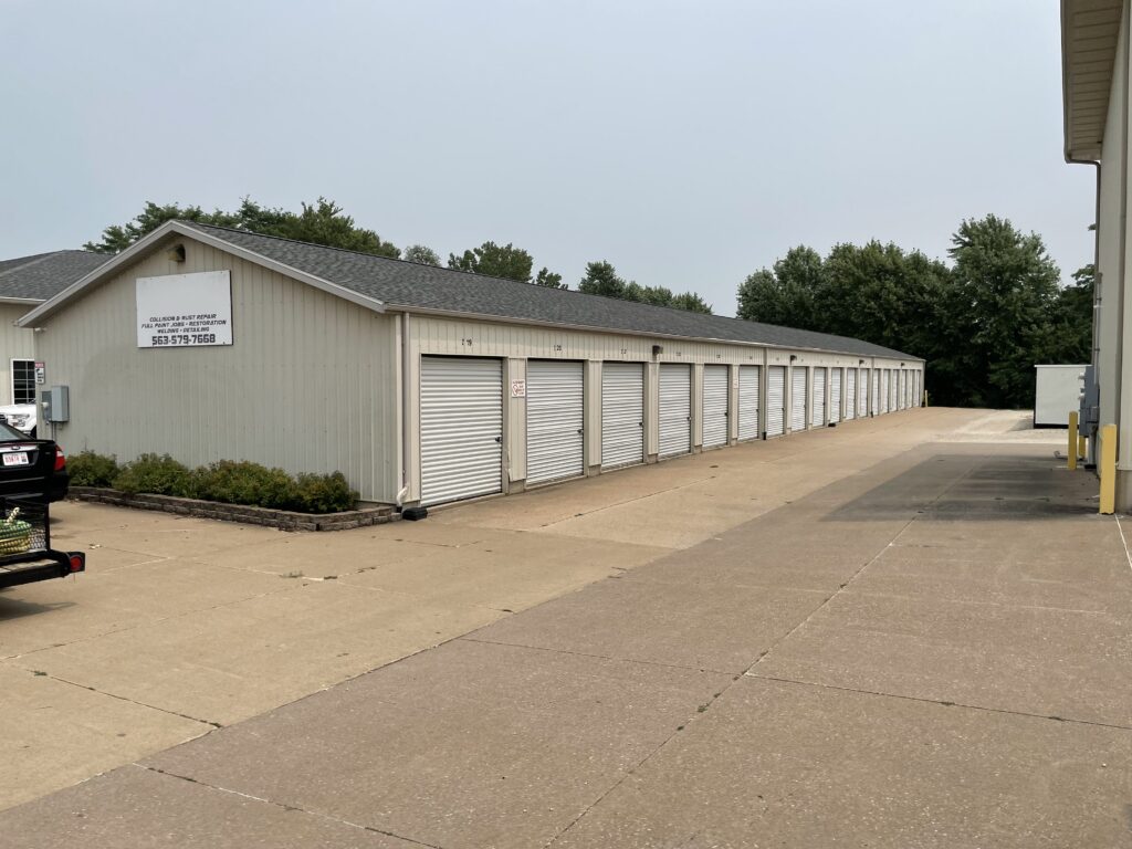 Wide lanes for the middle building with drive-up storage units at Davenport Storage Center in Davenport, Iowa