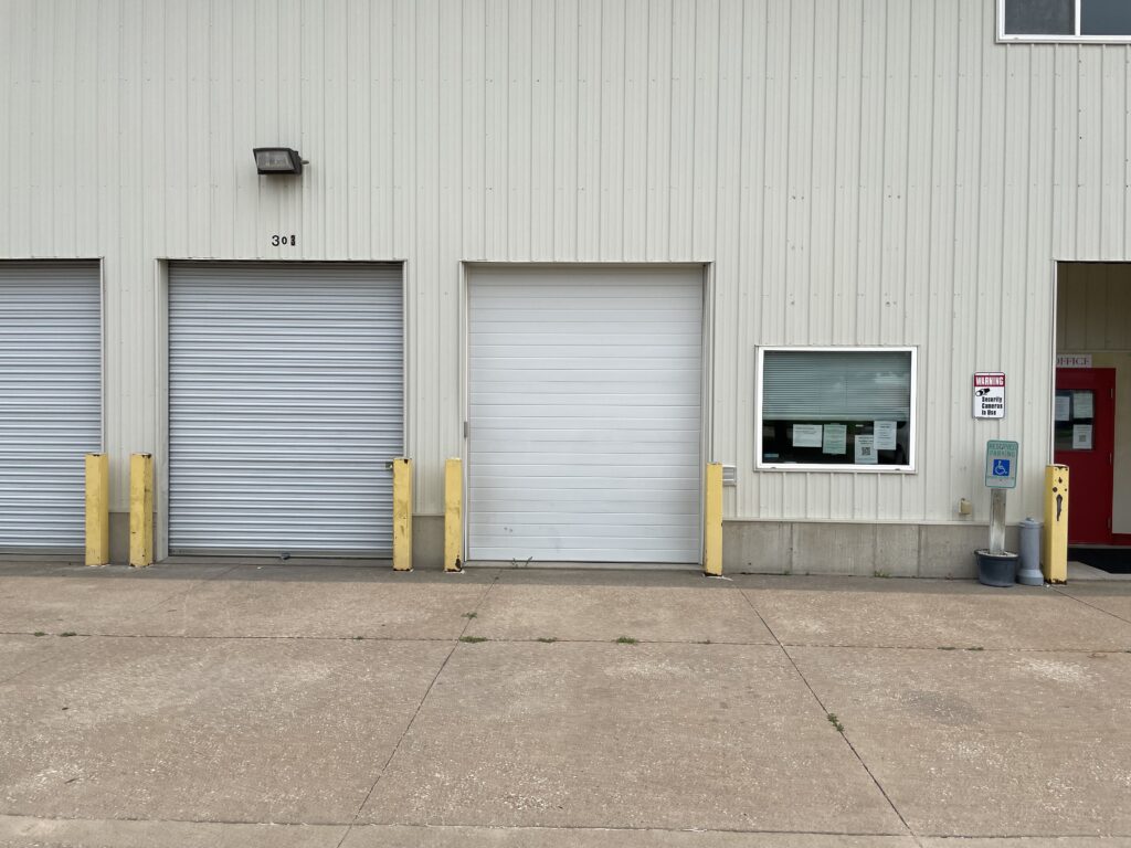 Drive-up elevator next to the front office at Davenport Storage Center