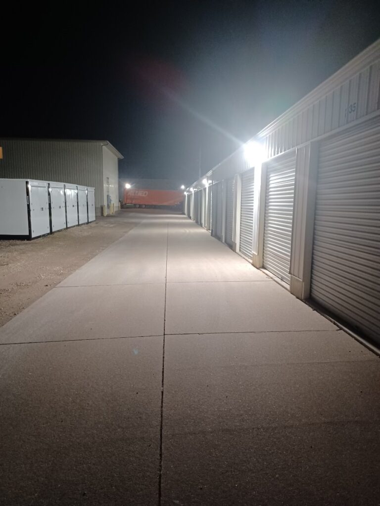 Well lit storage storage facility in Davenport, Iowa at Davenport Storage Center.
