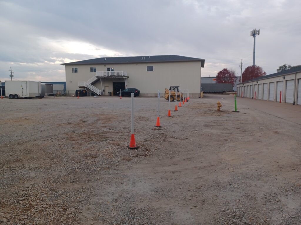 Area for RV & Boat Storage Area in Davenport, Iowa at Davenport Storage Center posts show area of where to park.